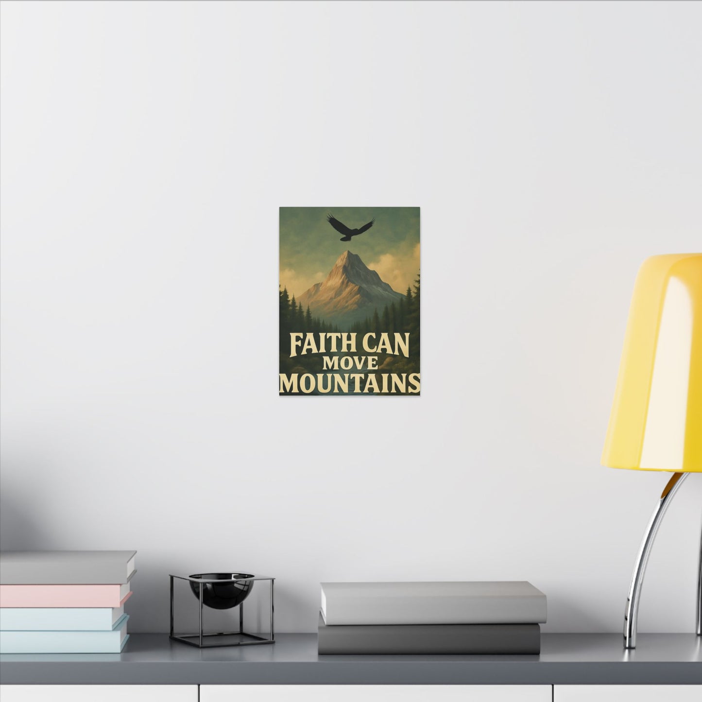 Motivational Wall Art Canvas, Inspirational Nature Decor, Faith Can Move Mountains, Living Room Wall Art, Home Office Decoration