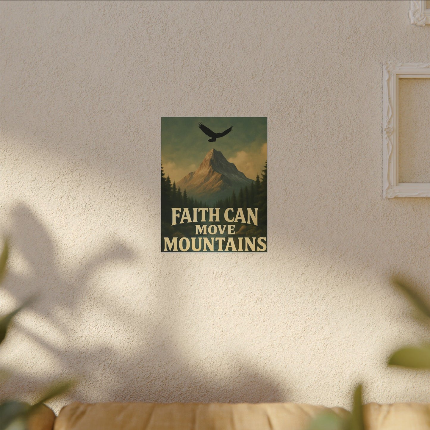 Motivational Wall Art Canvas, Inspirational Nature Decor, Faith Can Move Mountains, Living Room Wall Art, Home Office Decoration