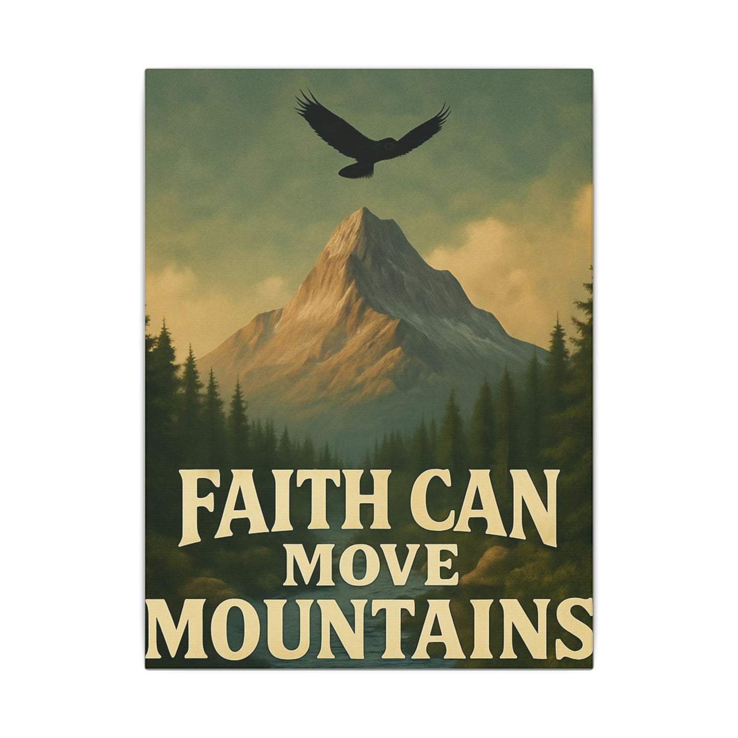 Motivational Wall Art Canvas, Inspirational Nature Decor, Faith Can Move Mountains, Living Room Wall Art, Home Office Decoration
