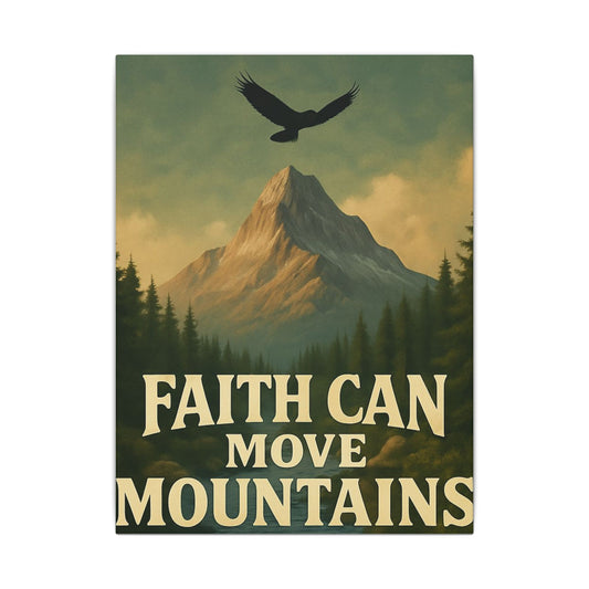 Motivational Wall Art Canvas, Inspirational Nature Decor, Faith Can Move Mountains, Living Room Wall Art, Home Office Decoration