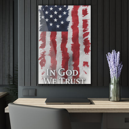 Patriotic Acrylic Print Wall Art, American Flag Decor, Faith-Inspired Home Decoration, Unique Gift, Inspirational Wall Hanging