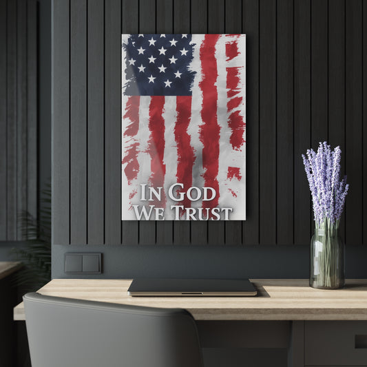 Patriotic Acrylic Print Wall Art, American Flag Decor, Faith-Inspired Home Decoration, Unique Gift, Inspirational Wall Hanging