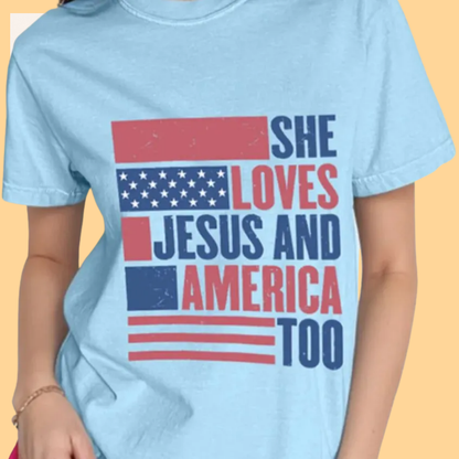Patriotic US Flag Round Neck Short Sleeve T-Shirt