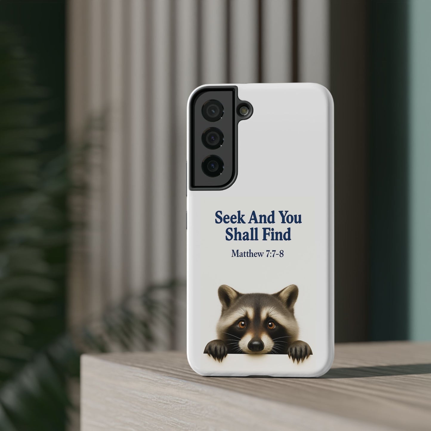 Raccoon Bible Verse Phone Case | Unique Impact-Resistant Cover | Customizable Gift for Nature Lovers, Birthday, or Everyday Use