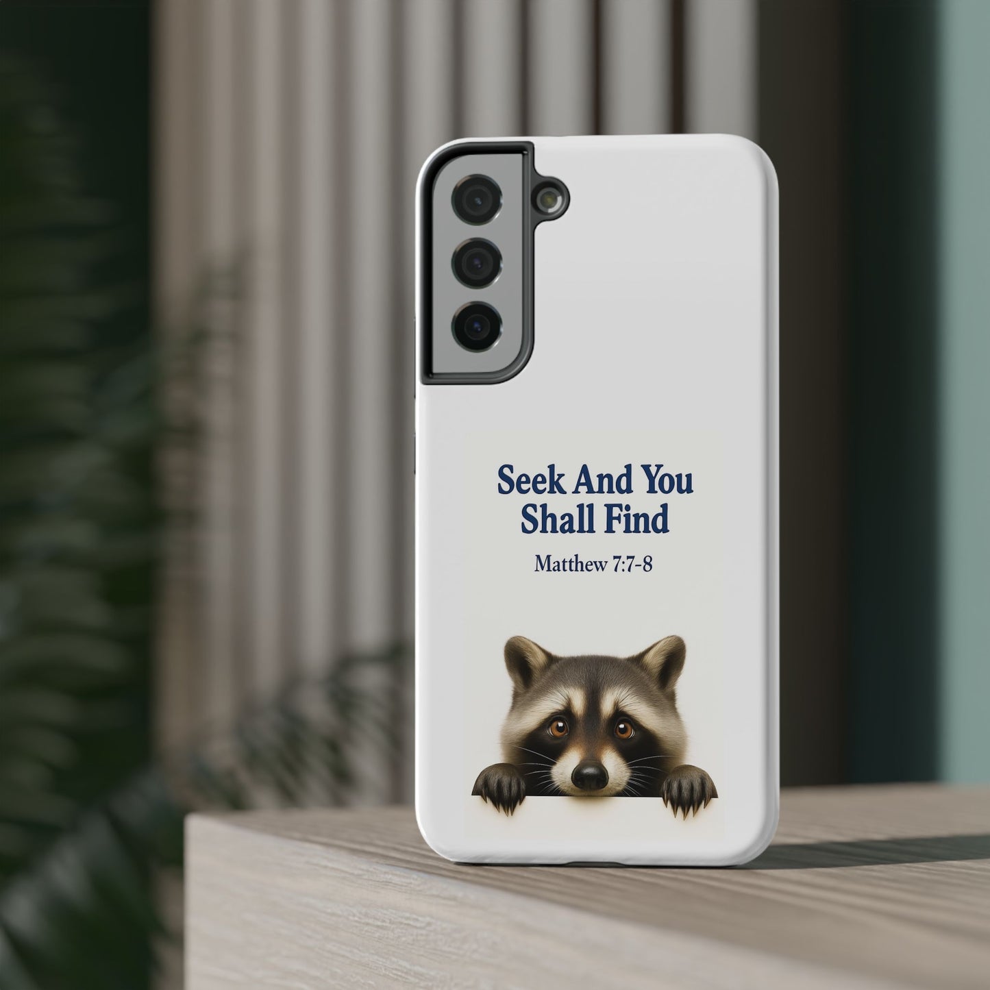 Raccoon Bible Verse Phone Case | Unique Impact-Resistant Cover | Customizable Gift for Nature Lovers, Birthday, or Everyday Use