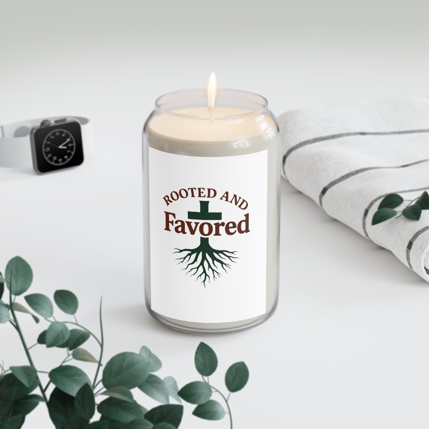Rooted and Favored Scented Candle - Relaxing Home Decor, Gift for Friends, Aromatherapy Candle, Spa Gift, Spiritual Candles