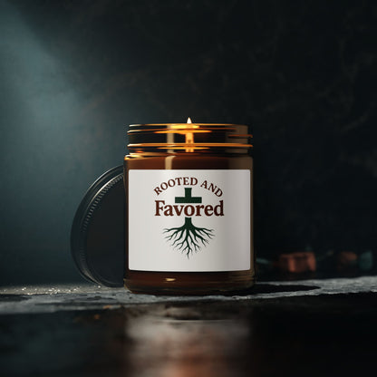 Rooted and Favored Scented Soy Candle - Cozy Home Decor, Gift for Her, Aromatherapy Candle, Relaxation Gift, Rustic Ambiance