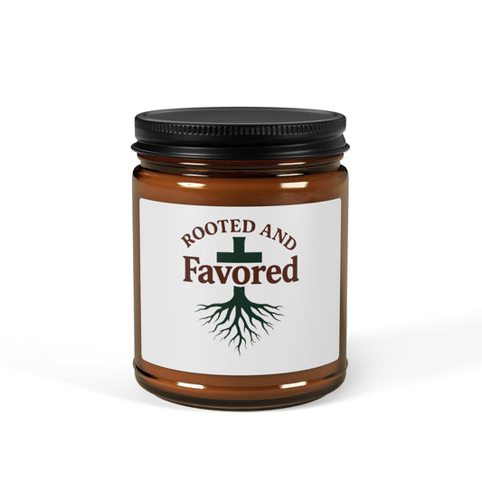 Rooted and Favored Scented Soy Candle - Cozy Home Decor, Gift for Her, Aromatherapy Candle, Relaxation Gift, Rustic Ambiance