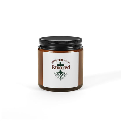 Rooted and Favored Scented Soy Candle - Cozy Home Decor, Gift for Her, Aromatherapy Candle, Relaxation Gift, Rustic Ambiance