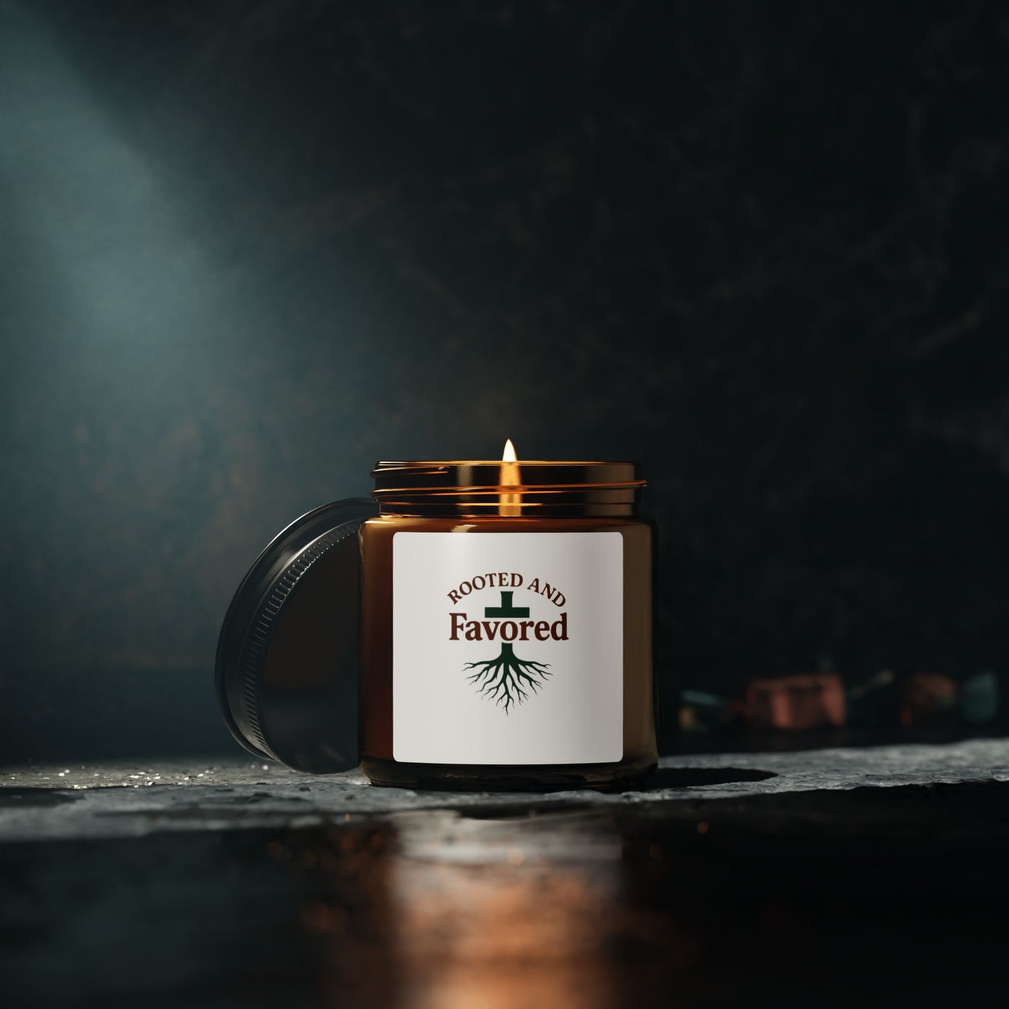 Rooted and Favored Scented Soy Candle - Cozy Home Decor, Gift for Her, Aromatherapy Candle, Relaxation Gift, Rustic Ambiance