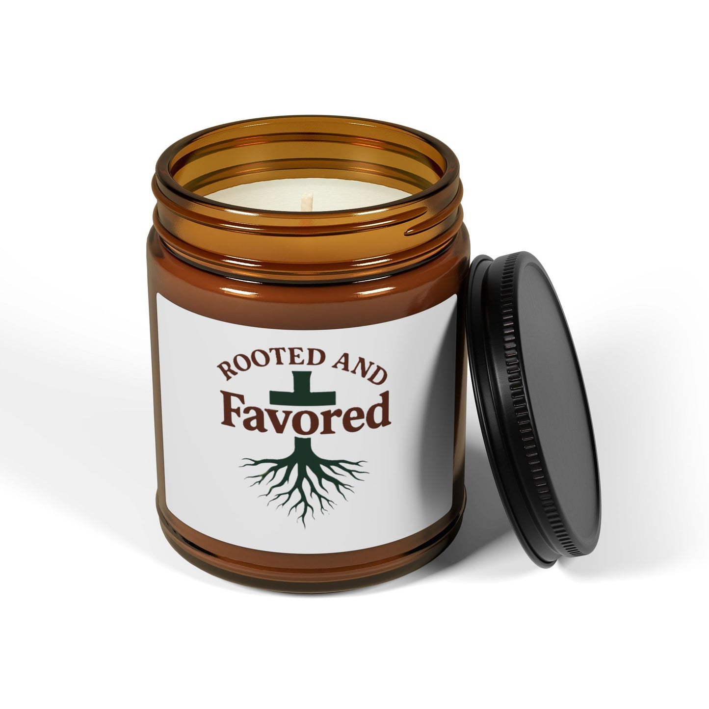 Rooted and Favored Scented Soy Candle - Cozy Home Decor, Gift for Her, Aromatherapy Candle, Relaxation Gift, Rustic Ambiance