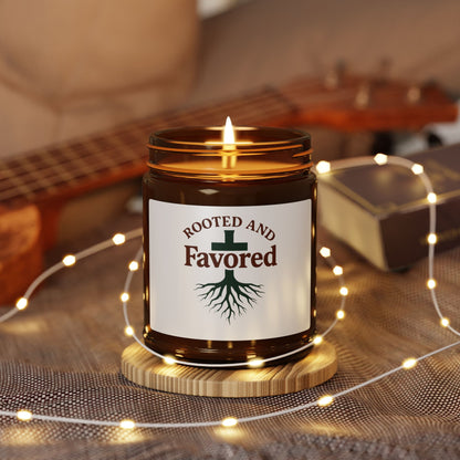 Rooted and Favored Scented Soy Candle - Cozy Home Decor, Gift for Her, Aromatherapy Candle, Relaxation Gift, Rustic Ambiance
