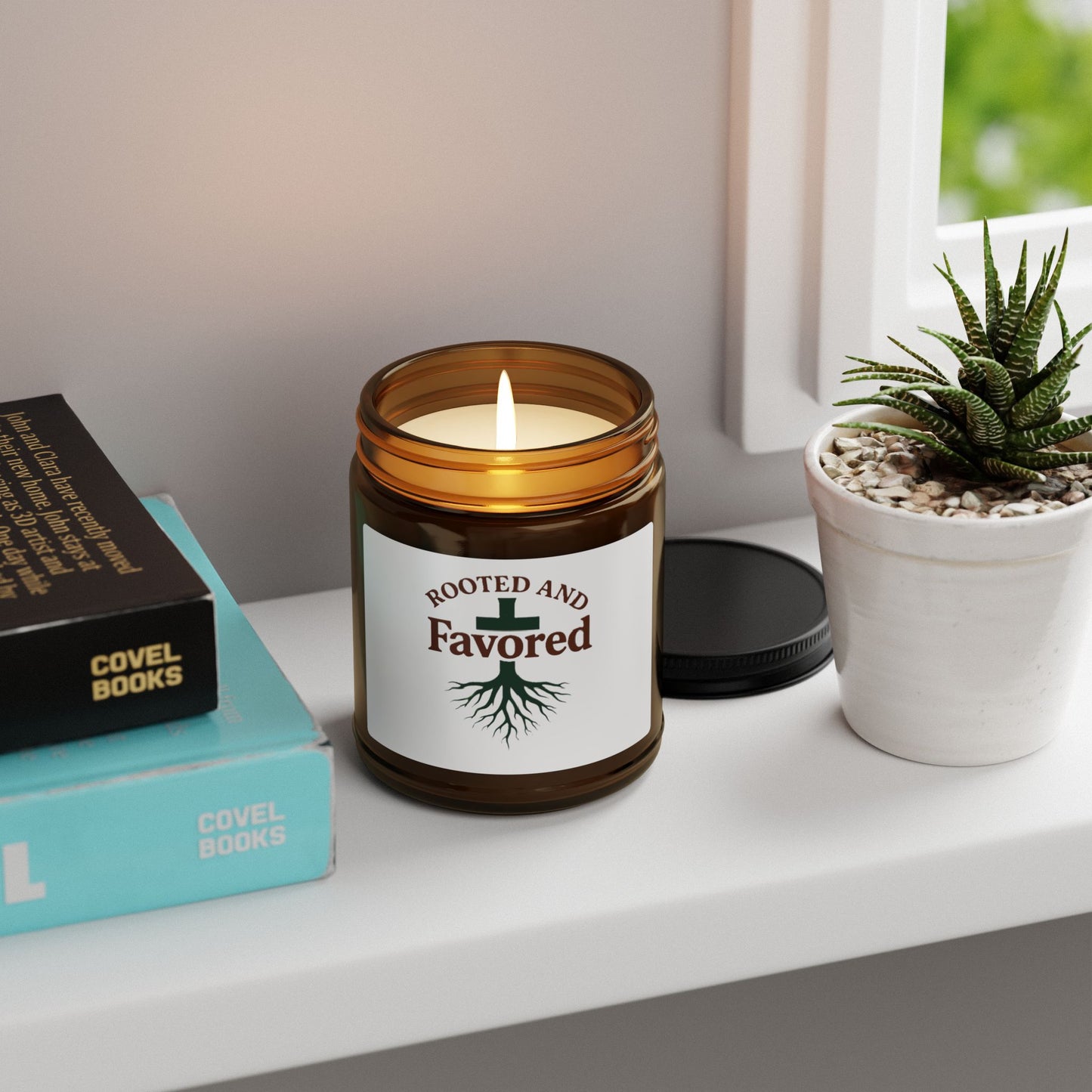 Rooted and Favored Scented Soy Candle - Cozy Home Decor, Gift for Her, Aromatherapy Candle, Relaxation Gift, Rustic Ambiance