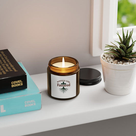 Rooted and Favored Scented Soy Candle - Cozy Home Decor, Gift for Her, Aromatherapy Candle, Relaxation Gift, Rustic Ambiance