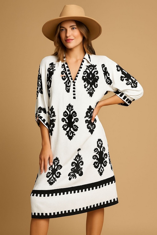 Umgee Abstract Print Midi Dress